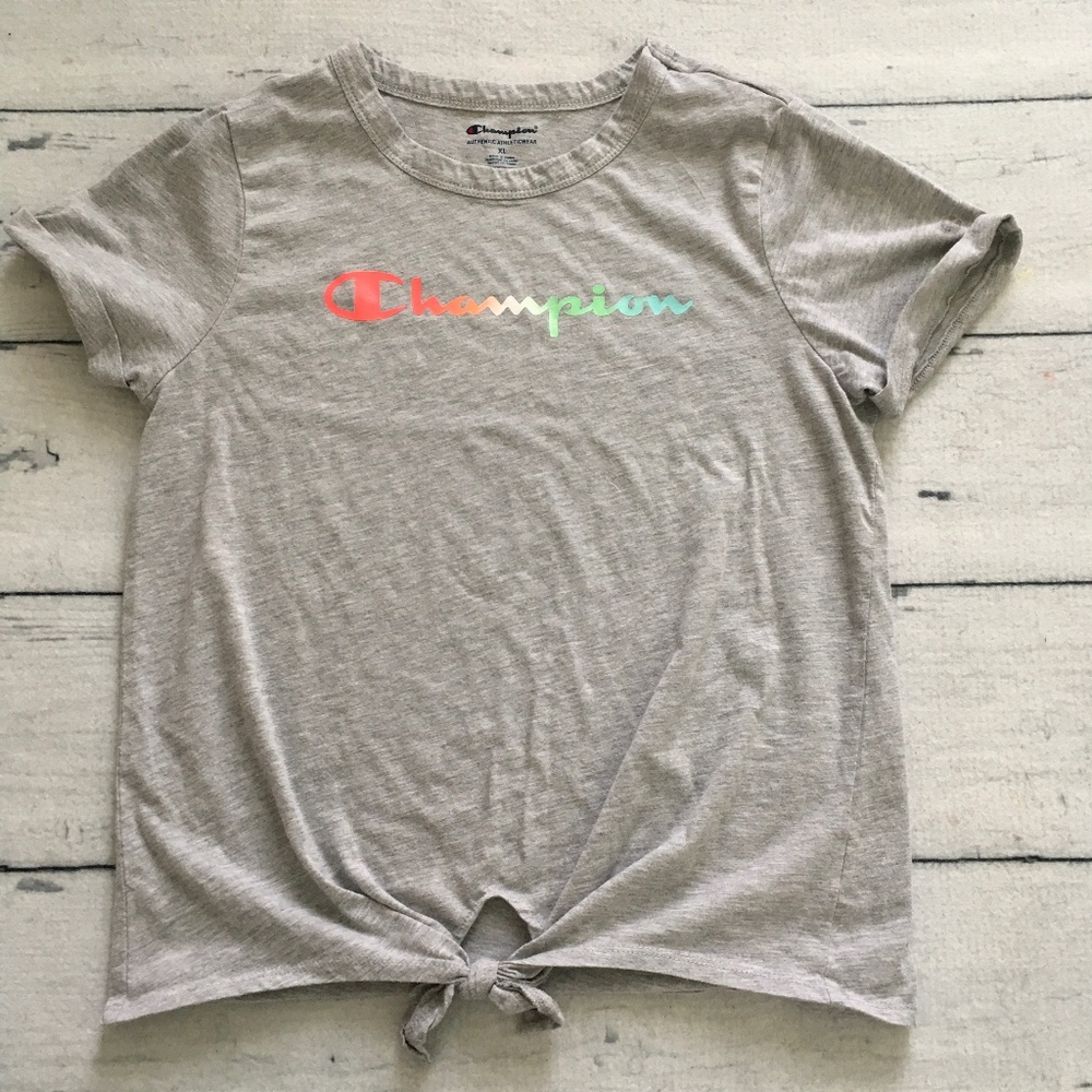 Champion used rainbow front tie shirt girls XL